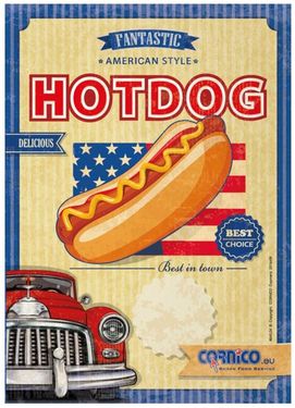Plakat Hot Dog AMERYKAŃSKI - cennik A4