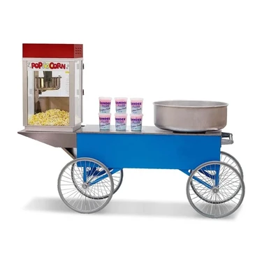 Wózek z watą cukrową i popcornem